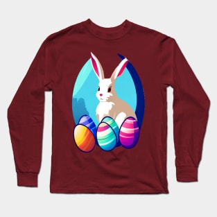 Happy Easter Bunny and Eggs Long Sleeve T-Shirt